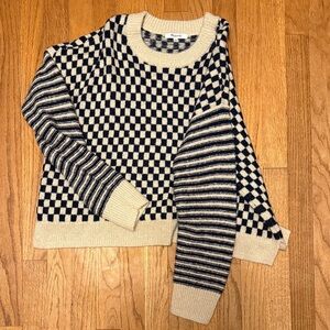 Madewell Crewneck Sweater in Checked Stripe EUC